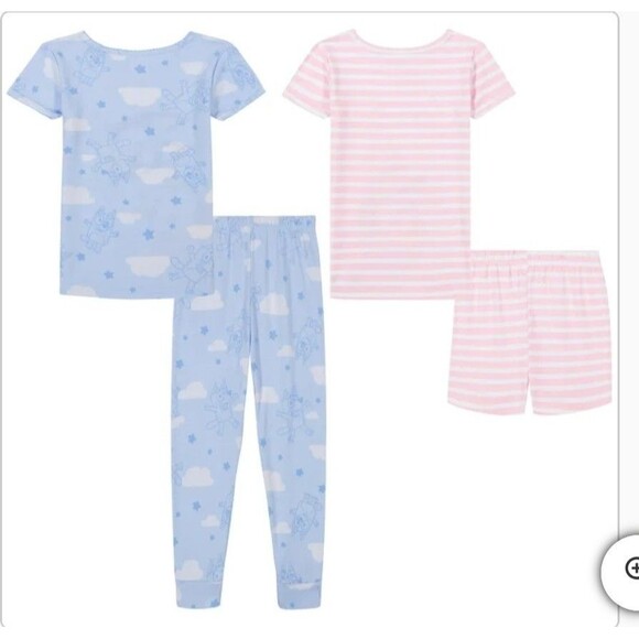 Bluey Girls 4-pc Pajama Set Cotton Size 5 Glitter Accents - Picture 3 of 12